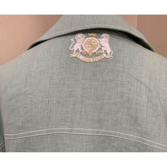 St. John Sport Size L Button Down Shirt 100% Linen Mint Green Relaxed Coastal - Picture 3 of 9